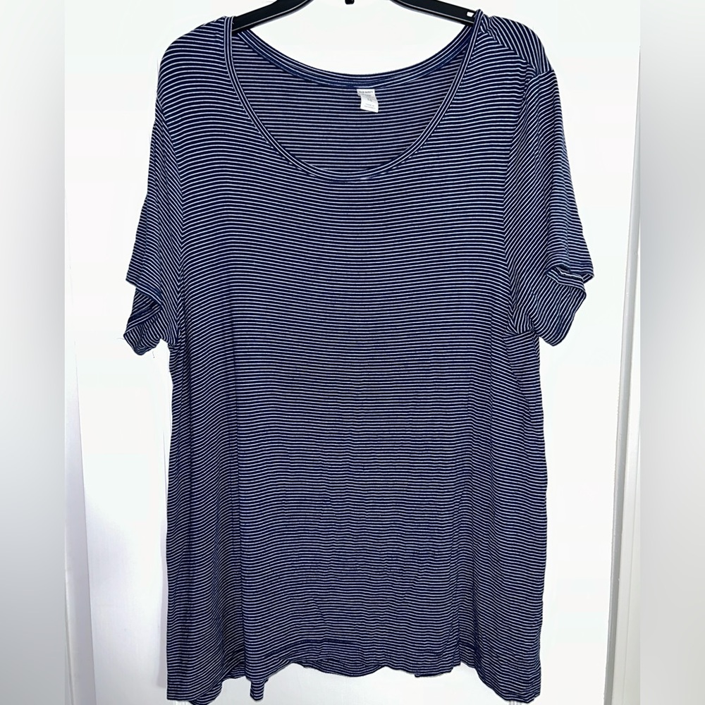 Plus size navy striped shirt
